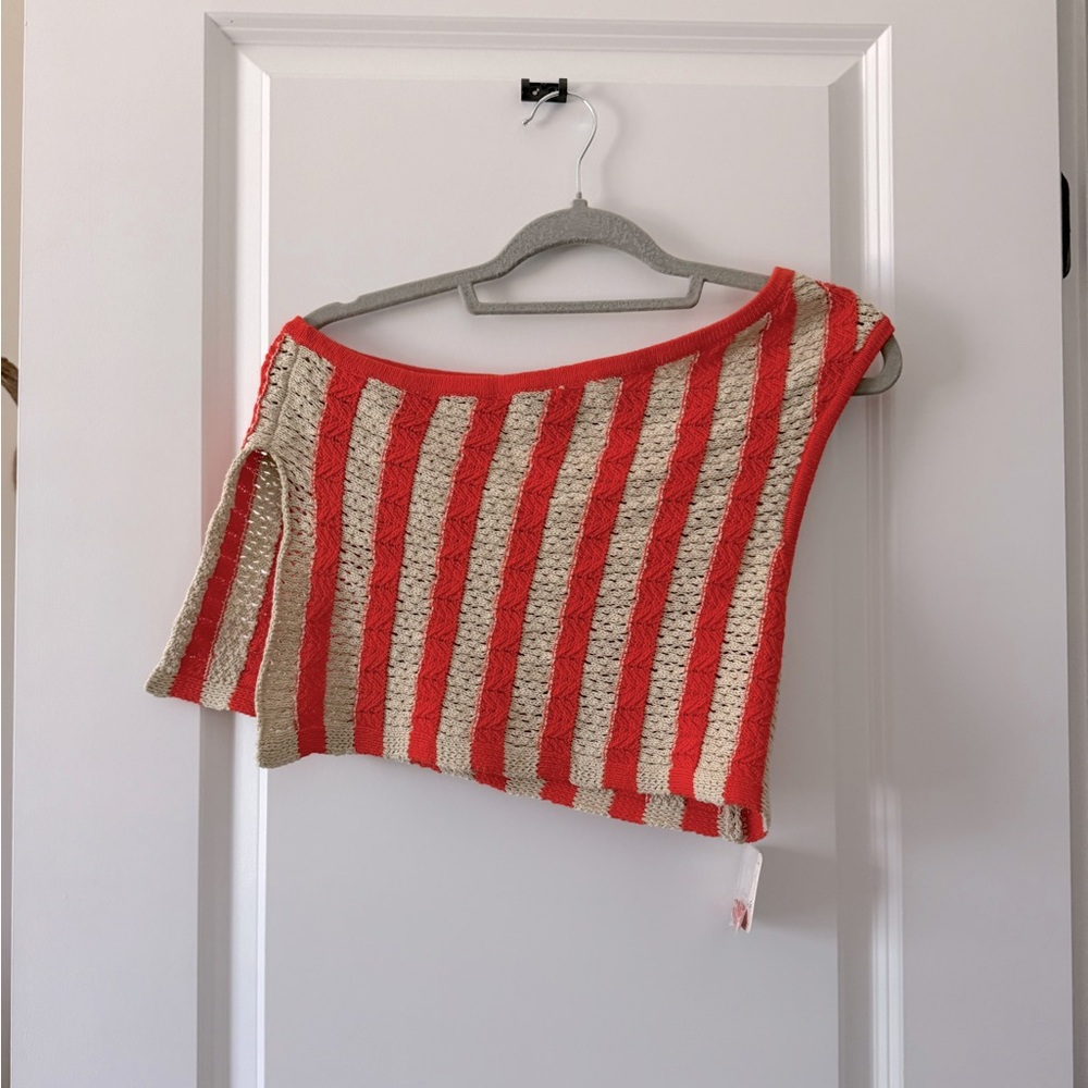 Striped Coral and Cream Women's Free People Top
New With Tags